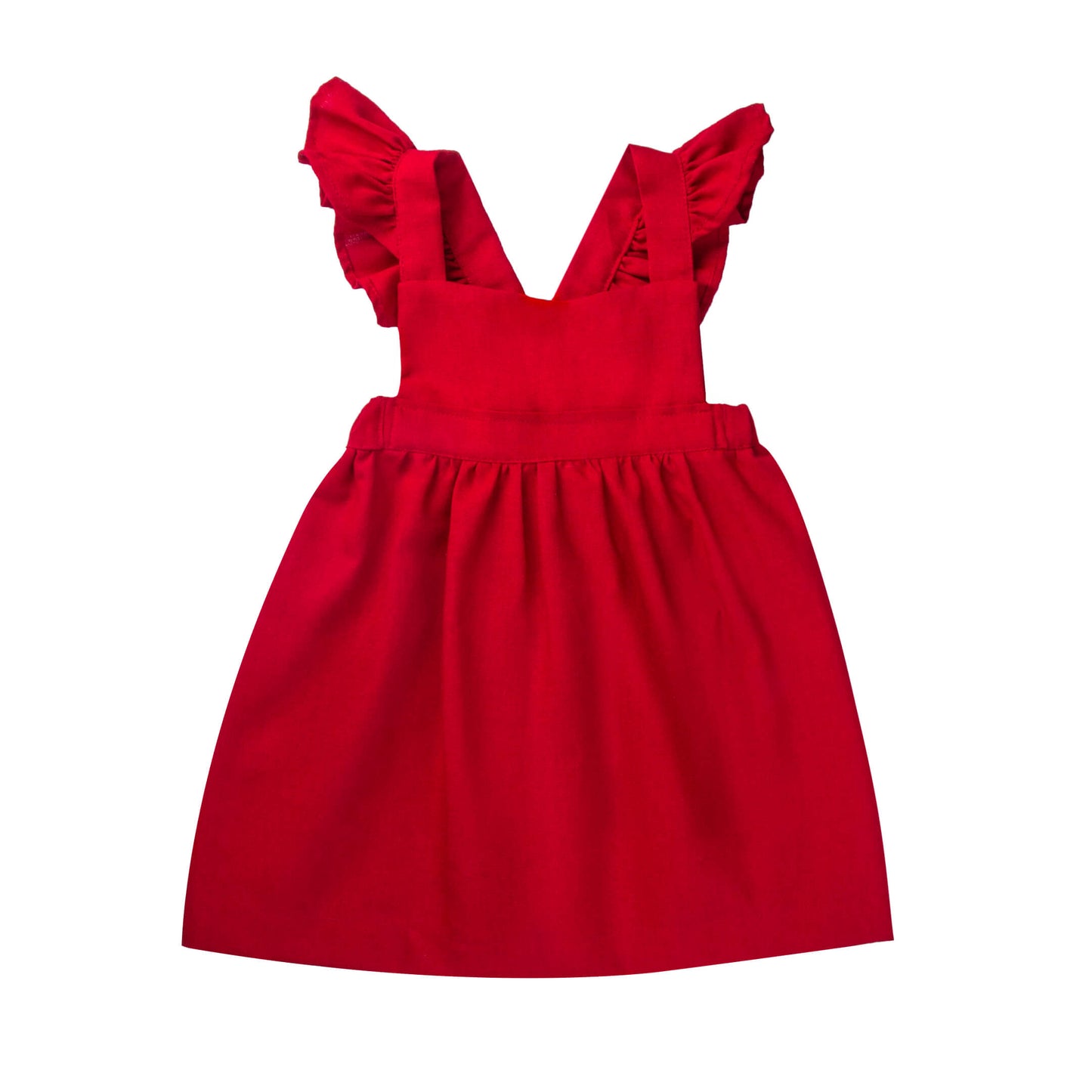 Girls Back Frill Butterfly Dress - Red