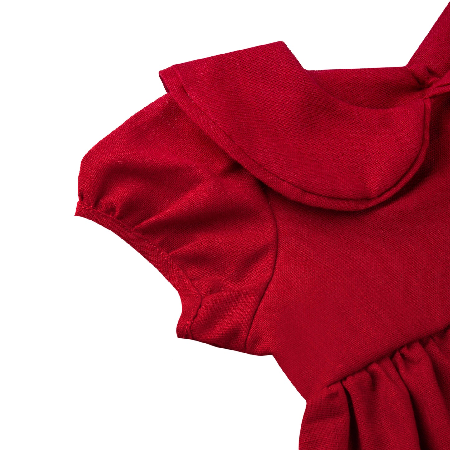 Puffed Sleeve Baby Dress - Red