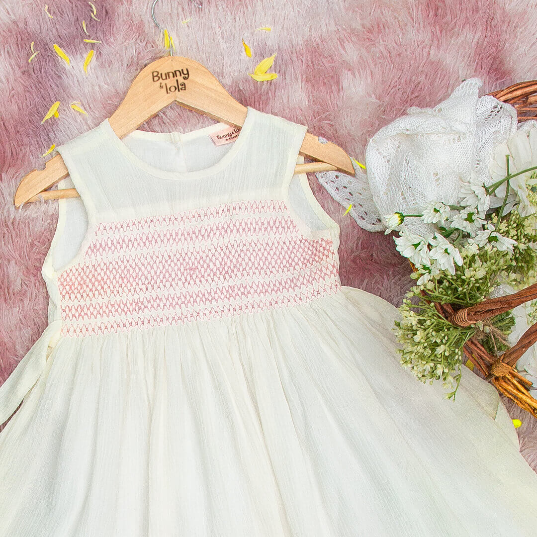Princess Off white Smocked Dress