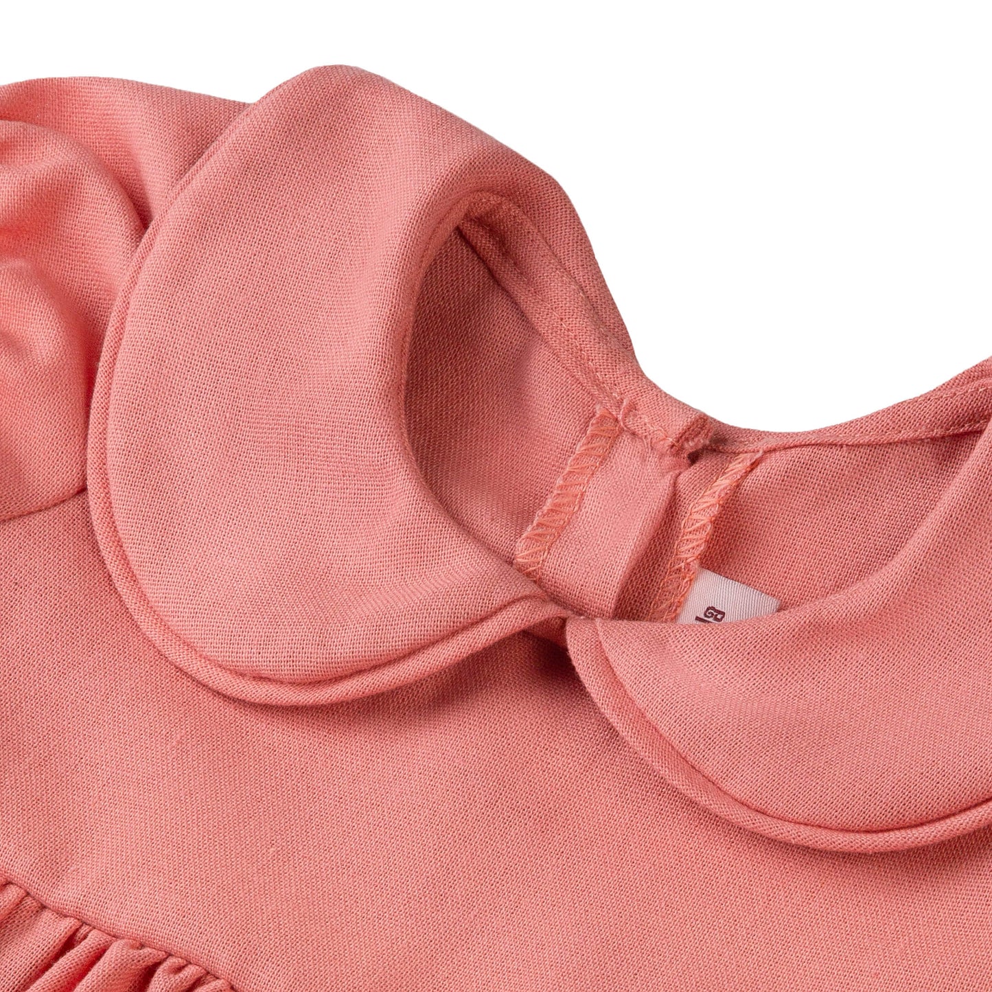 Puffed Sleeve Baby Dress - Salmon Pink