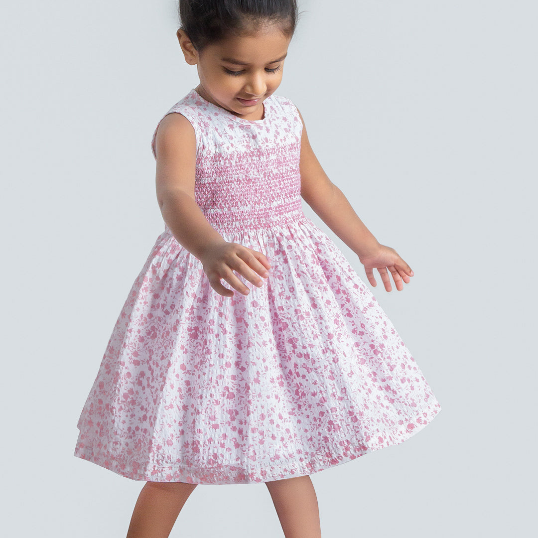 Lola Salmon Pink Smocking Dress