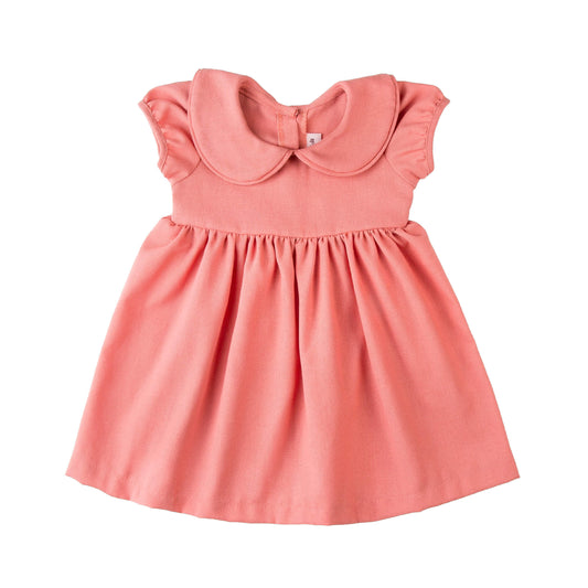 Puffed Sleeve Baby Dress - Salmon Pink