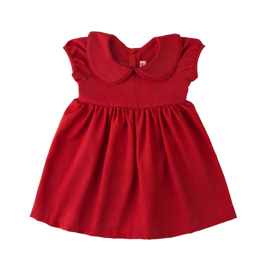 Puffed Sleeve Baby Dress - Red